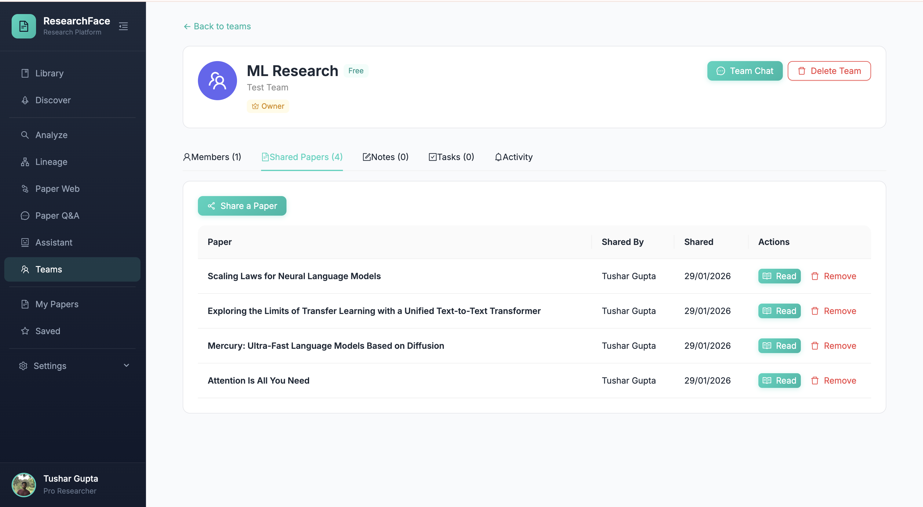 Team Collaboration Dashboard